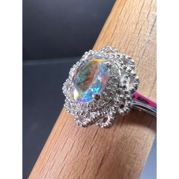 NEW Mercury Mystic topaz zircon celestial halo ring in sterling silver size 10 - Picture 14 of 16